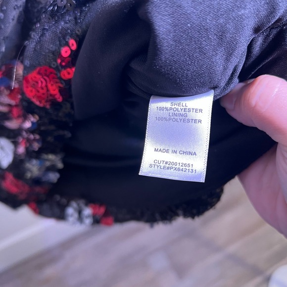 Premier Amour Black Women's Sequin Floral Cocktail Dress Size 14 - Picture 5 of 5